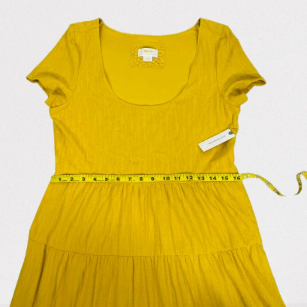 Anthropologie Maeve NEW Gillian Knit Tiered Maxi Dres Size M Mustard Yellow - Picture 12 of 14